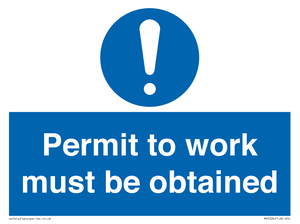 Permit to work must be obtained